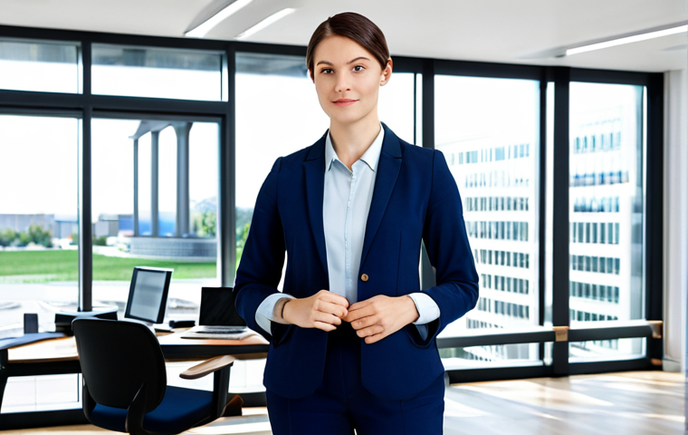 **

"A professional architect, fully clothed in a stylish yet modest business casual outfit (e.g., blouse, slacks, blazer), standing in a bright, modern architectural office. The background includes blueprints, models, and computer screens. Perfect anatomy, correct proportions, natural pose, well-formed hands, proper finger count. Safe for work, appropriate content, professional, family-friendly, high quality."

**