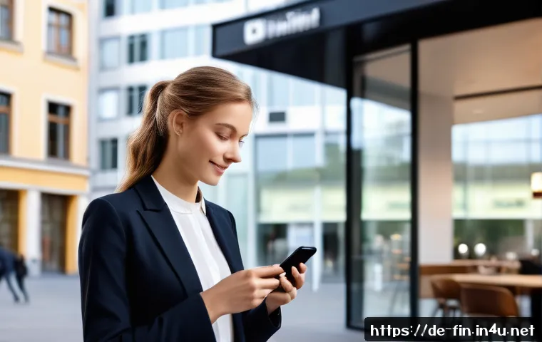 저축은행과 시중은행 비교 - A modern German bank customer using a smartphone for mobile banking in everyday life: a stylish youn...