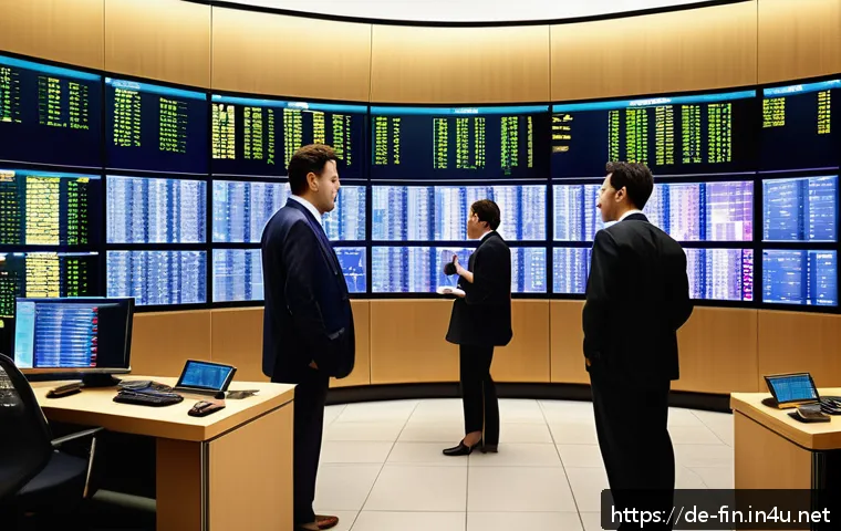 국제 금리와 환율의 상관성 - A dynamic financial trading scene in a modern European stock exchange, showing diverse investors ana...