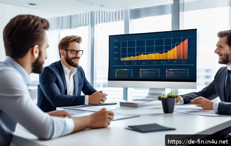펀드 투자 시 수수료 비교 - A professional financial advisor explaining investment fund fees to a diverse group of German invest...